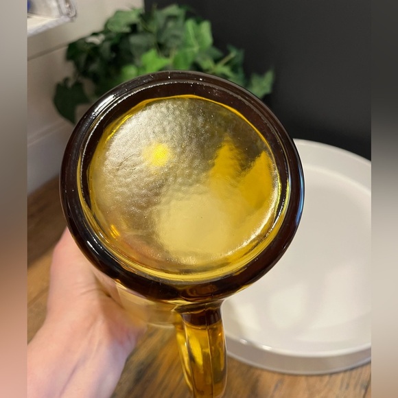 Vintage Amber Panel Glass Pitcher – Smooth Paneled Design - Picture 6 of 8